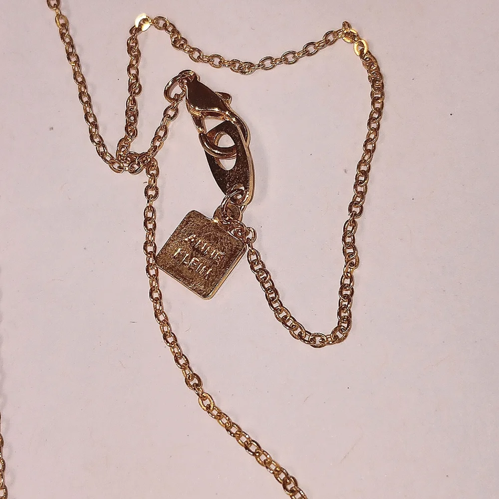 Signed AK Anne Klein lion logo stone pendant necklace & Earrings - Picture 5 of 6